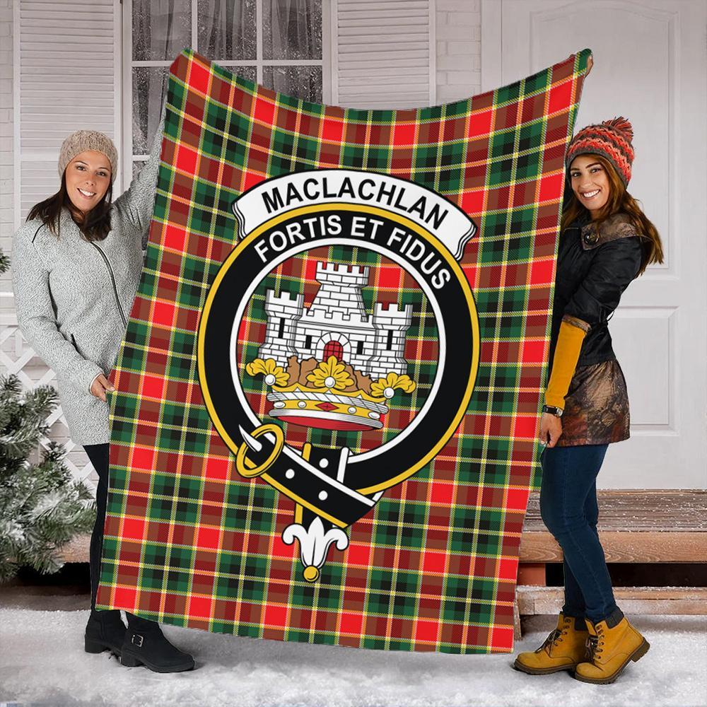 MacLachlan Hunting Modern Tartan Crest Premium Blanket