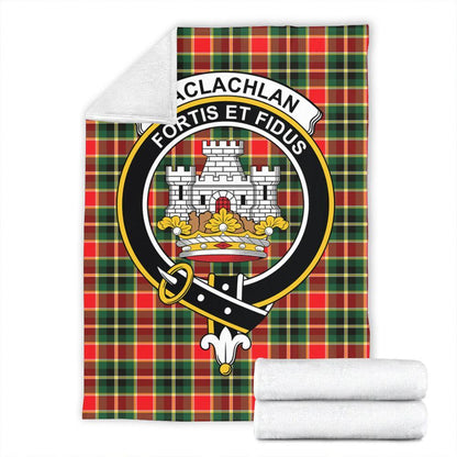 MacLachlan Hunting Modern Tartan Crest Premium Blanket