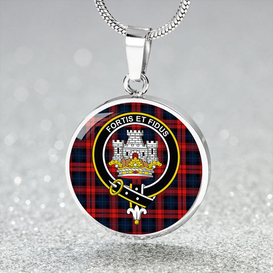 MacLachlan Modern Tartan Crest Circle Necklace