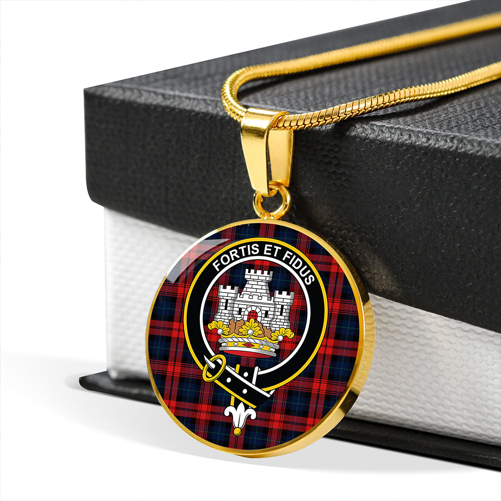 MacLachlan Modern Tartan Crest Circle Necklace