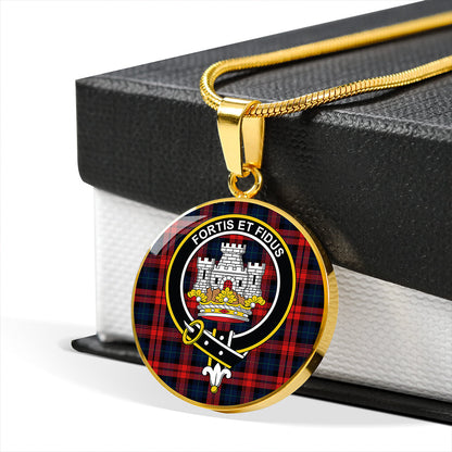 MacLachlan Modern Tartan Crest Circle Necklace