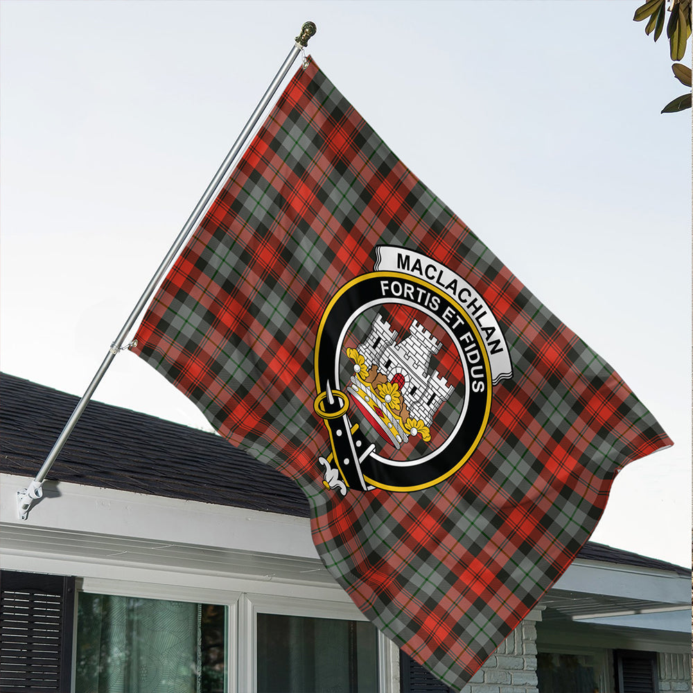 MacLachlan Weathered Tartan Classic Crest House Flag