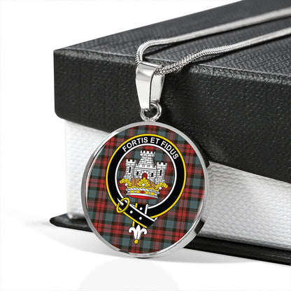 MacLachlan Weathered Tartan Crest Circle Necklace