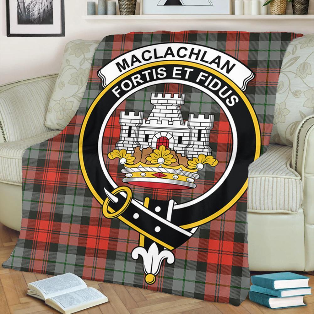 MacLachlan Weathered Tartan Crest Premium Blanket