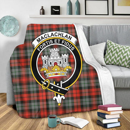 MacLachlan Weathered Tartan Crest Premium Blanket