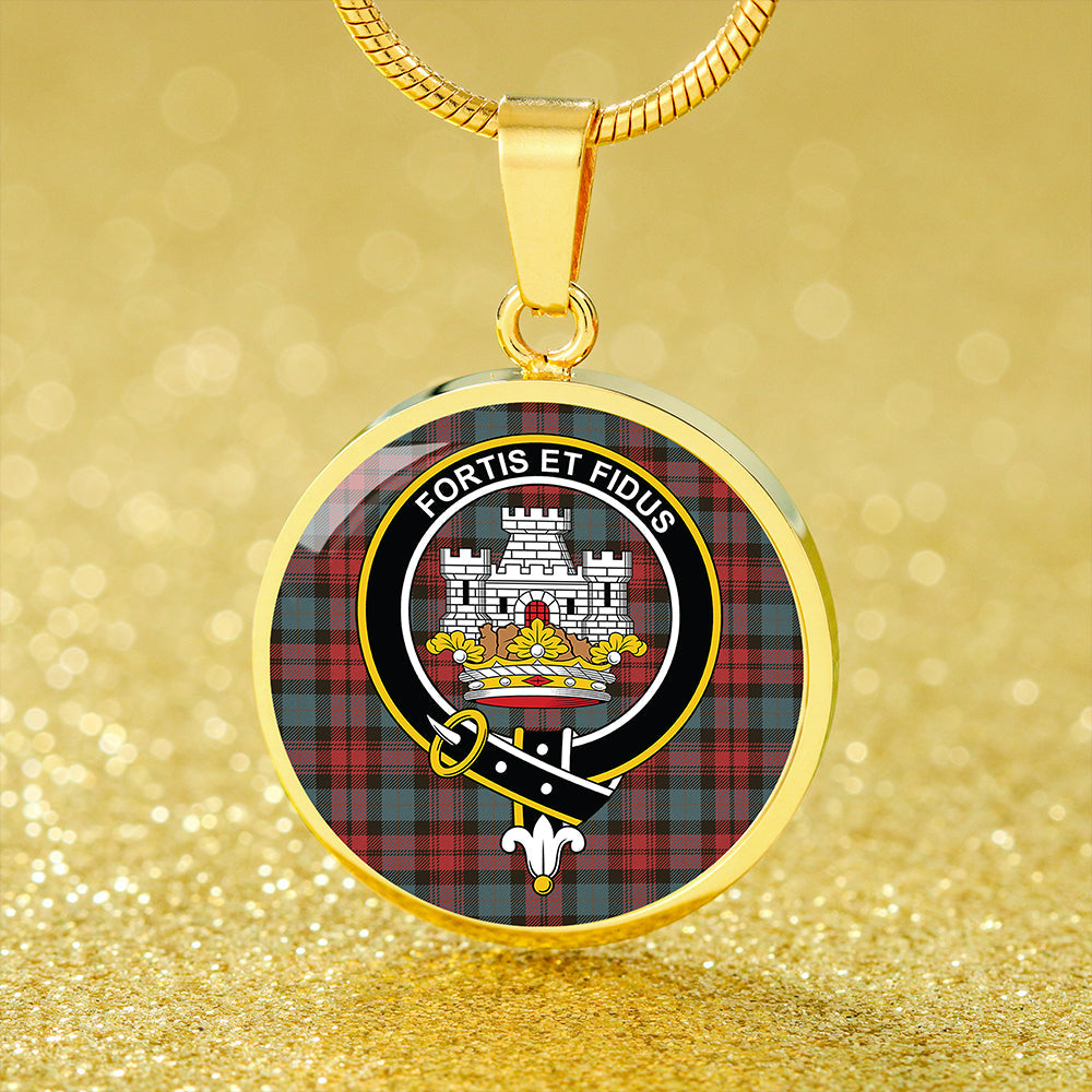 MacLachlan Weathered Tartan Crest Circle Necklace