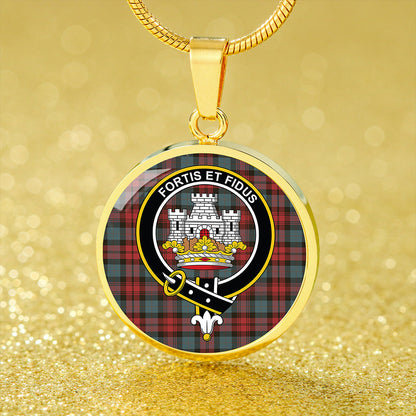 MacLachlan Weathered Tartan Crest Circle Necklace