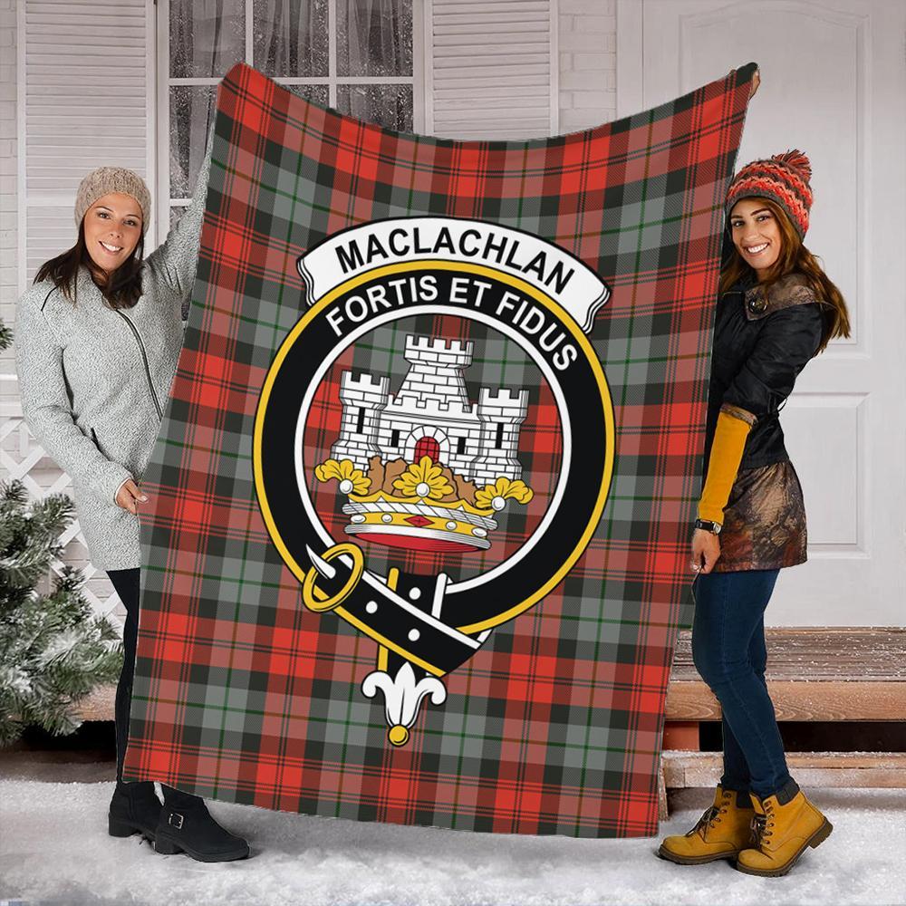 MacLachlan Weathered Tartan Crest Premium Blanket