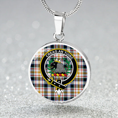 MacLaren Albino Dance Modern Tartan Crest Circle Necklace