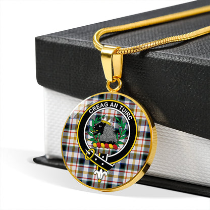 MacLaren Albino Dance Modern Tartan Crest Circle Necklace