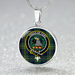 MacLaren Modern Tartan Crest Circle Necklace