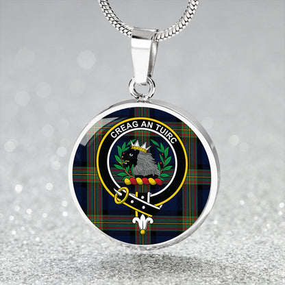 MacLaren of Broich Modern Tartan Crest Circle Necklace