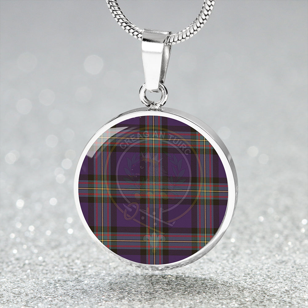 MacLaren of Broich Weathered Tartan Crest Circle Necklace