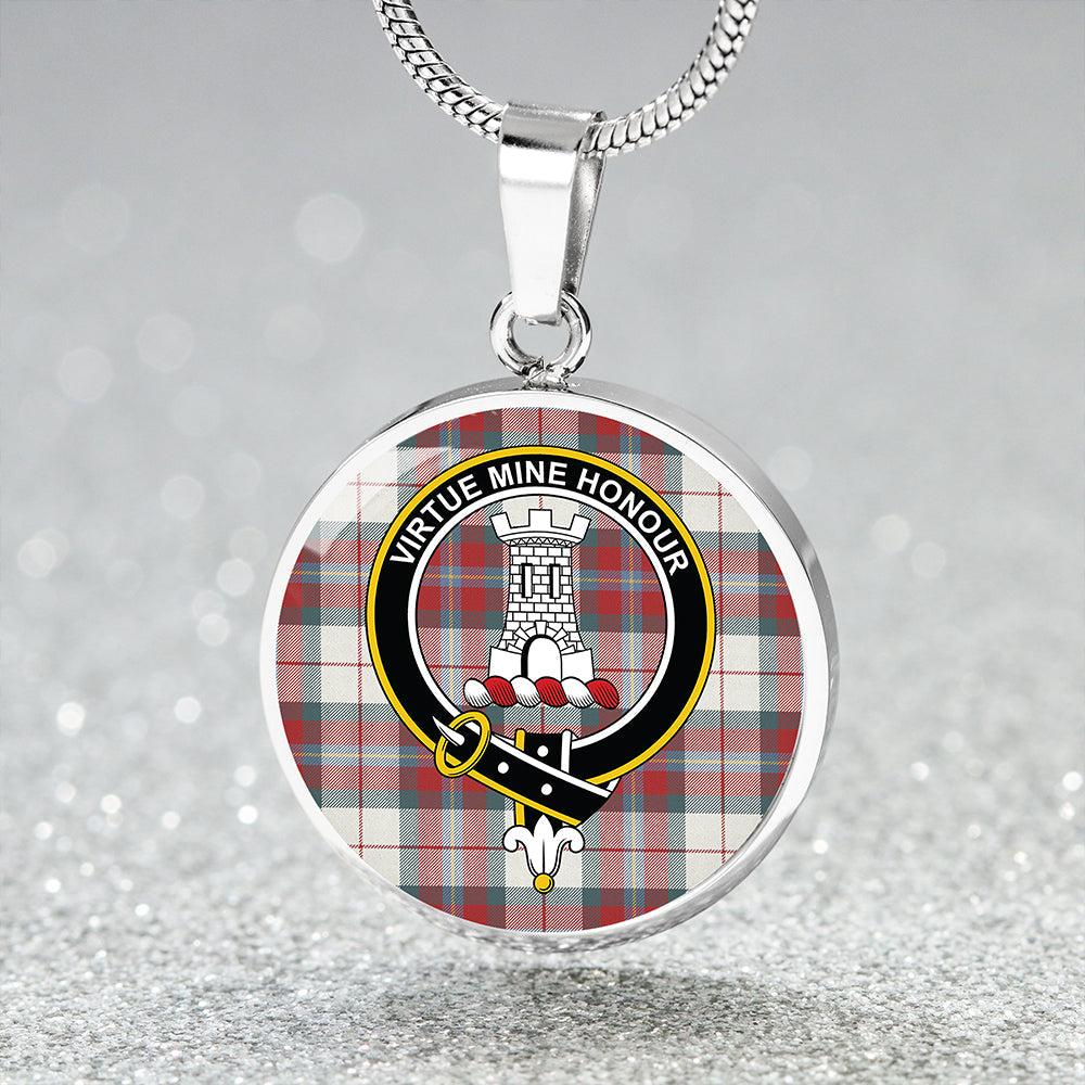 MacLean Dress (Lumsden) Weathered Tartan Crest Circle Necklace