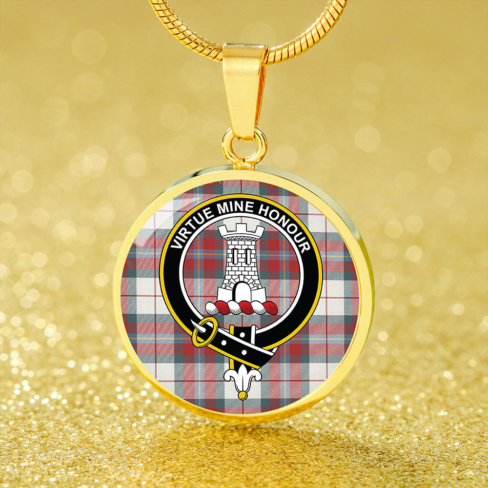 MacLean Dress (Lumsden) Weathered Tartan Crest Circle Necklace