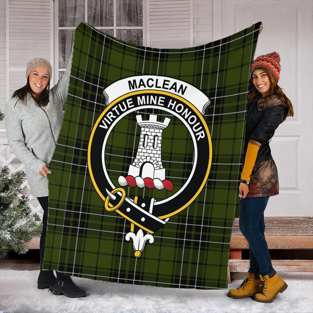 MacLean Hunting Ancient Tartan Crest Premium Blanket