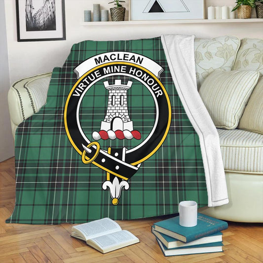 MacLean Hunting Tartan Crest Premium Blanket