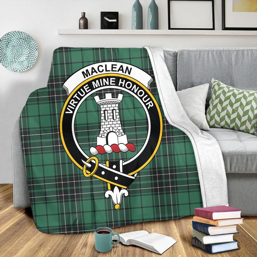 MacLean Hunting Tartan Crest Premium Blanket