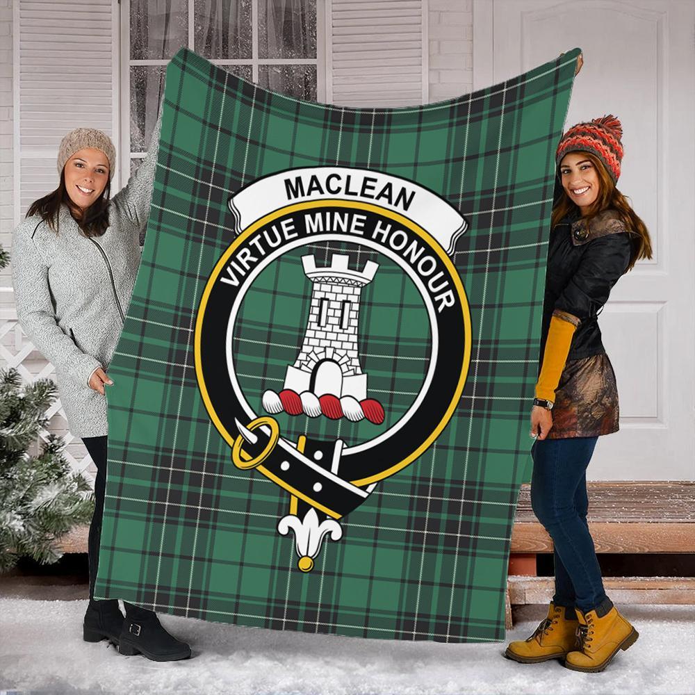 MacLean Hunting Tartan Crest Premium Blanket