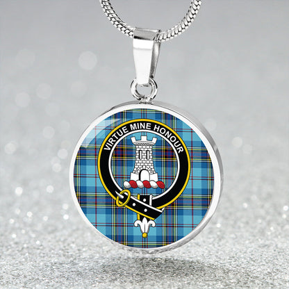 MacLean #2 Modern Tartan Crest Circle Necklace