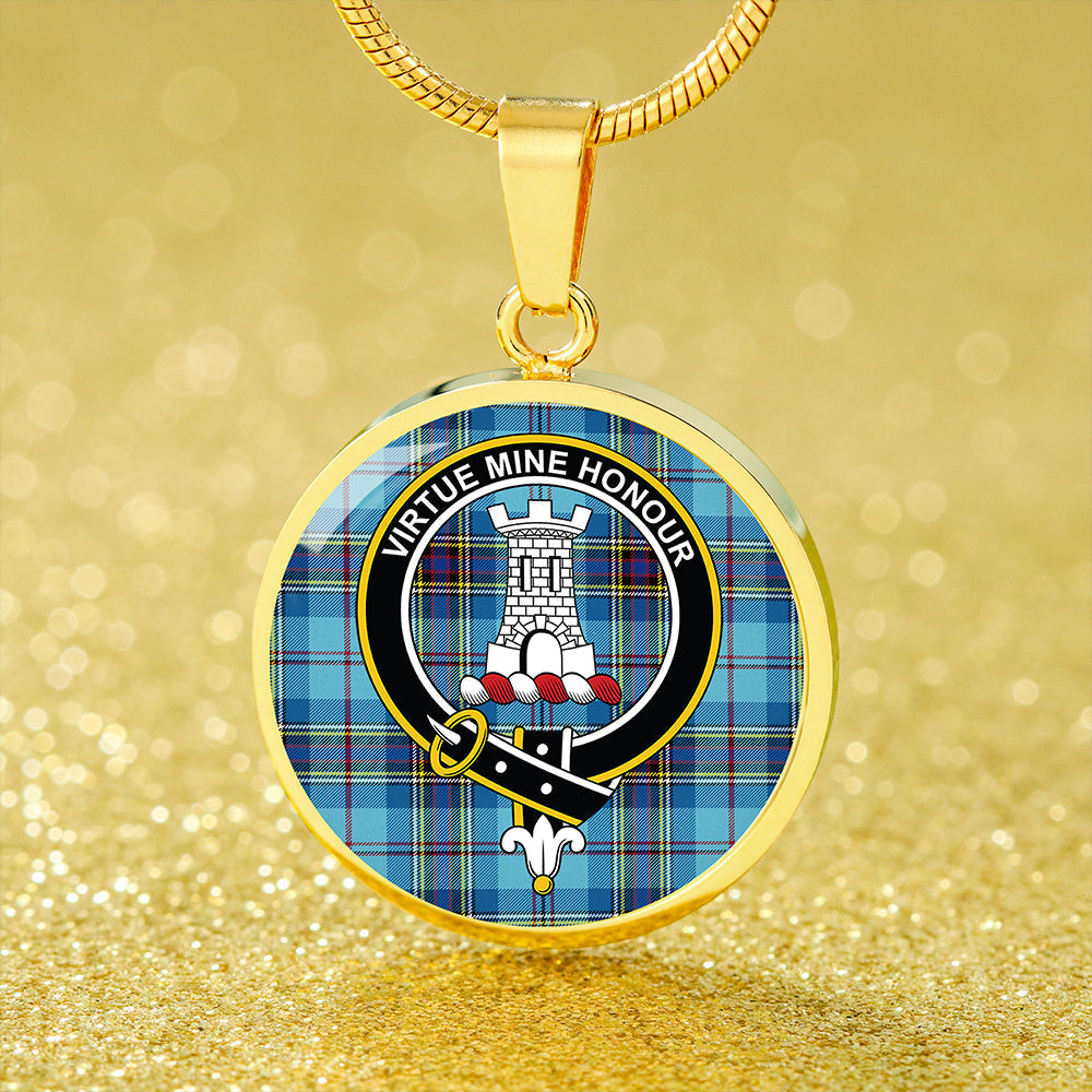 MacLean #2 Modern Tartan Crest Circle Necklace