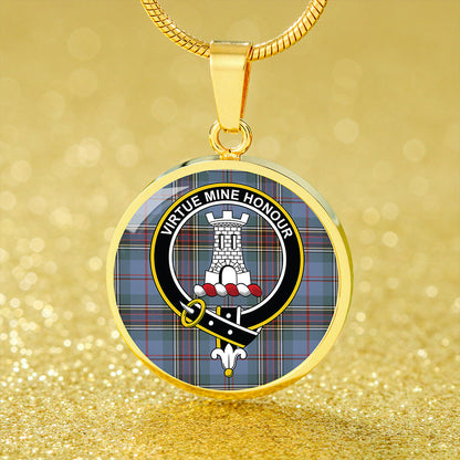 MacLean #2 Weathered Tartan Crest Circle Necklace