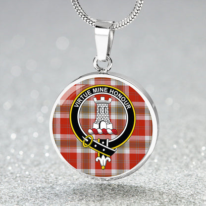 MacLean of Duart Dress Red Ancient Tartan Crest Circle Necklace