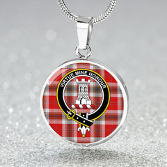 MacLean of Duart Dress Red Modern Tartan Crest Circle Necklace