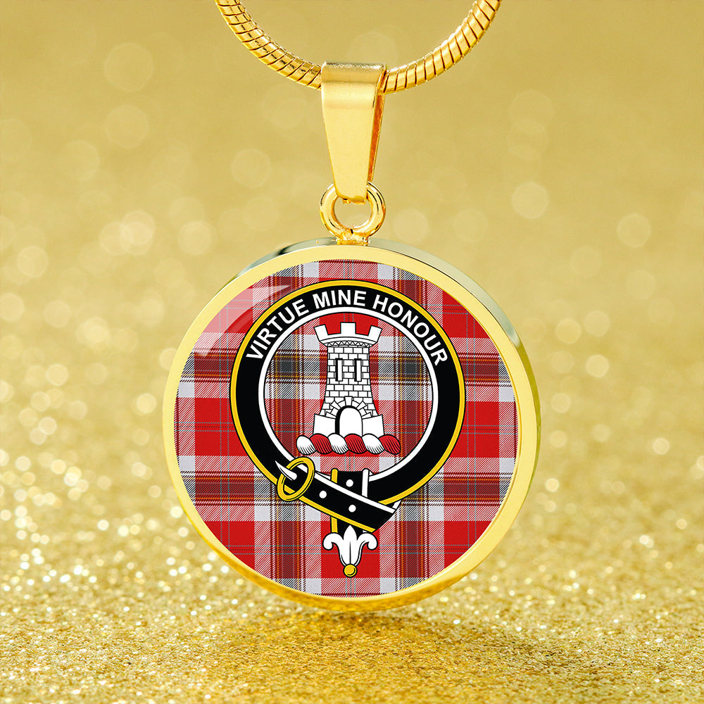 MacLean of Duart Dress Red Modern Tartan Crest Circle Necklace