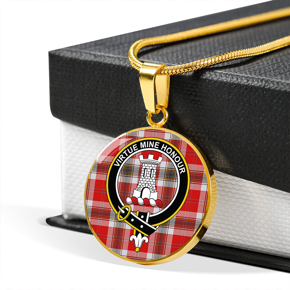 MacLean of Duart Dress Red Modern Tartan Crest Circle Necklace