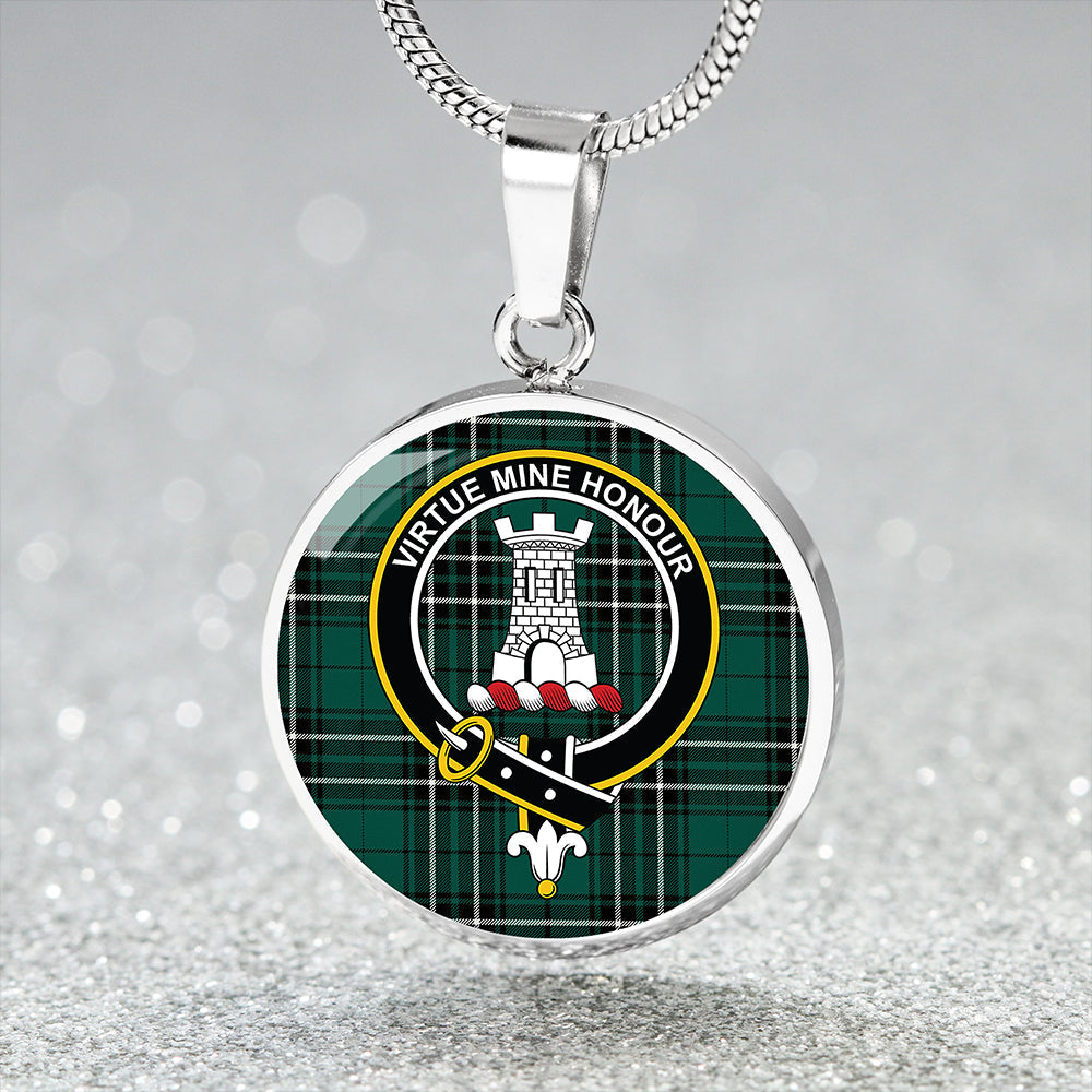 MacLean of Duart Hunting (Vestiarium Scoticum) Modern Tartan Crest Circle Necklace