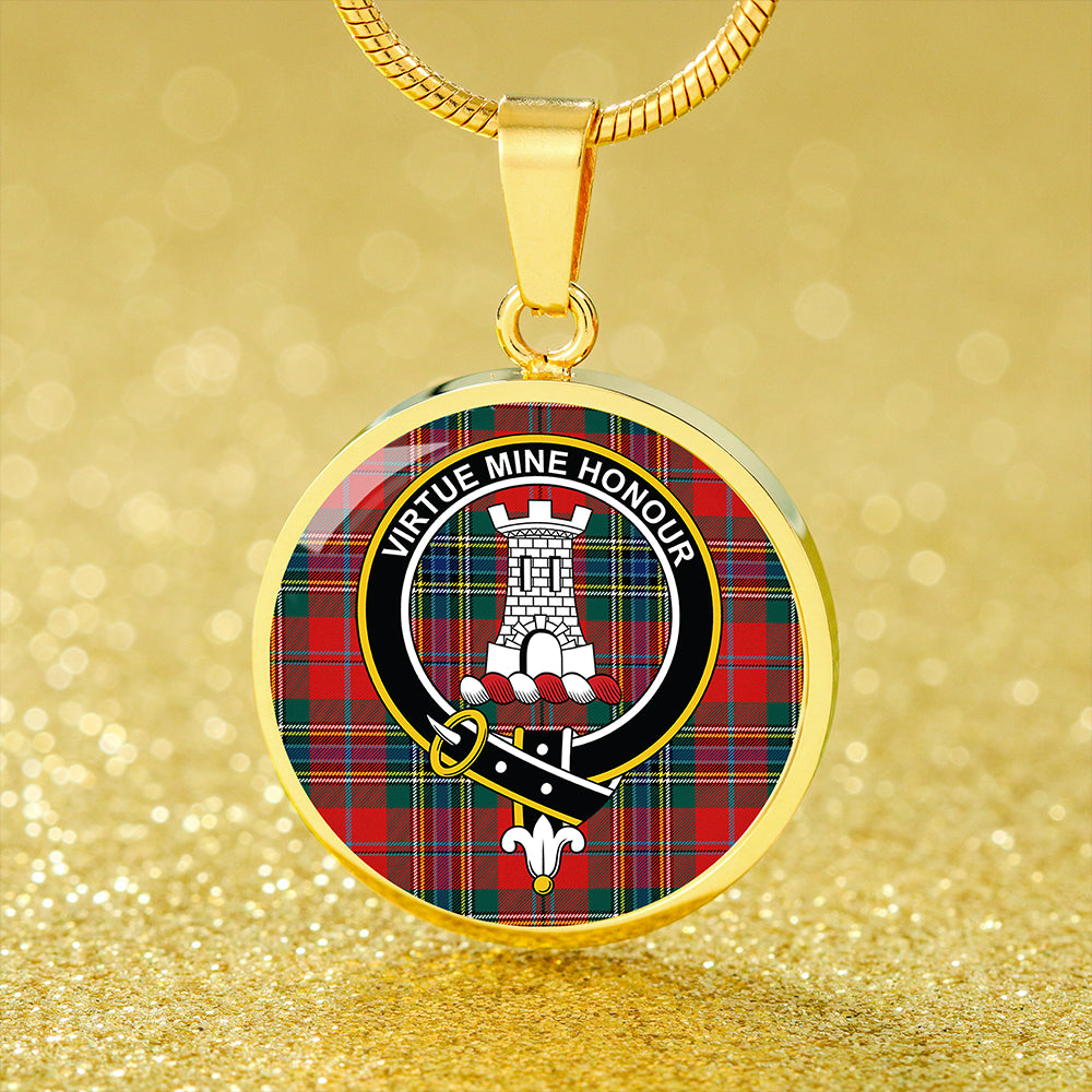 MacLean of Duart Modern Tartan Crest Circle Necklace