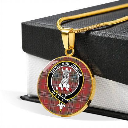 MacLean of Duart Weathered Tartan Crest Circle Necklace