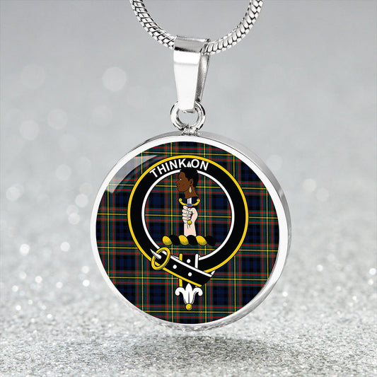 MacLellan Modern Tartan Crest Circle Necklace