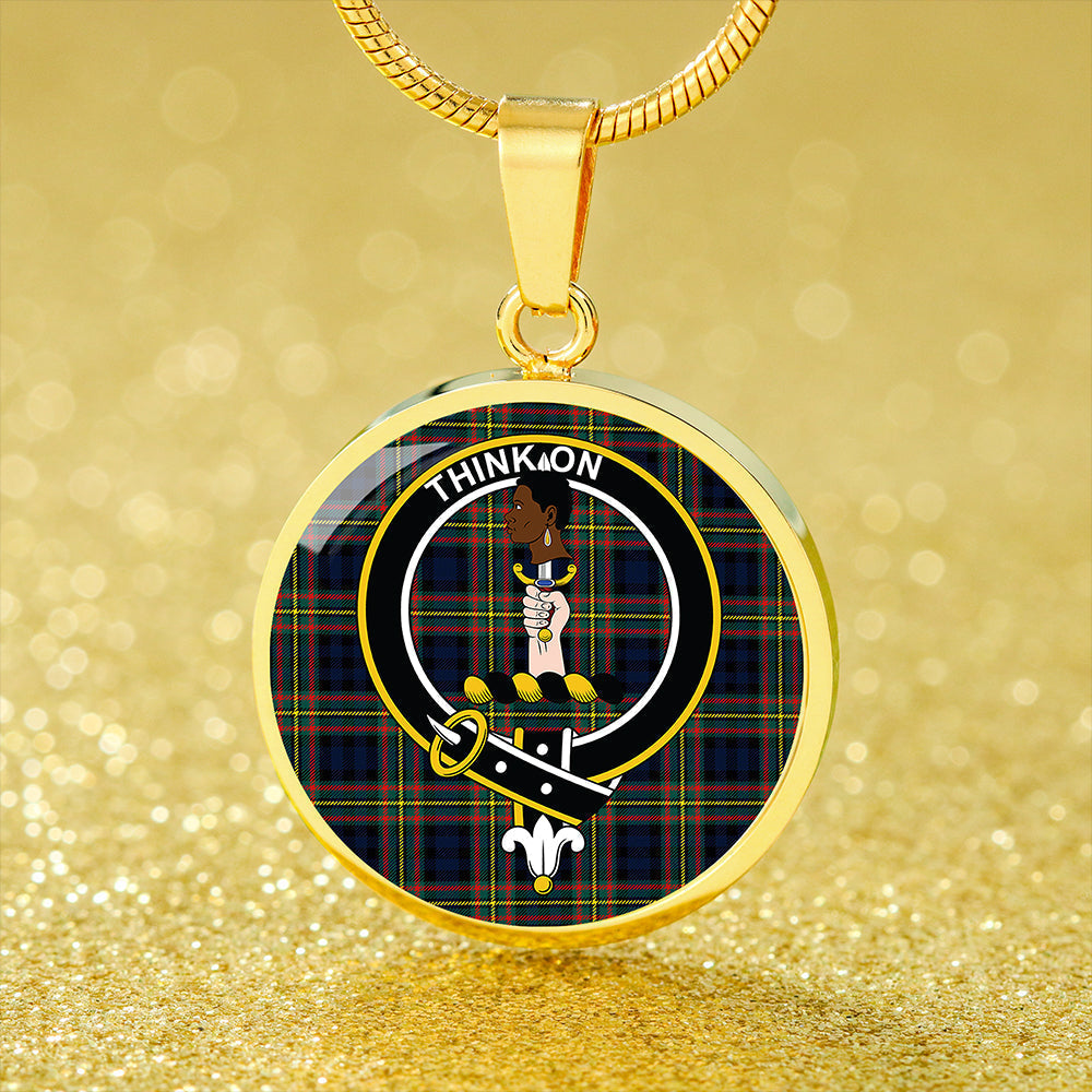 MacLellan Modern Tartan Crest Circle Necklace