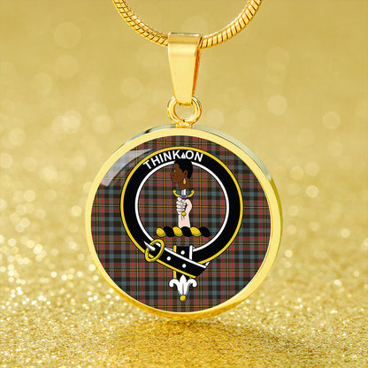 MacLellan Weathered Tartan Crest Circle Necklace