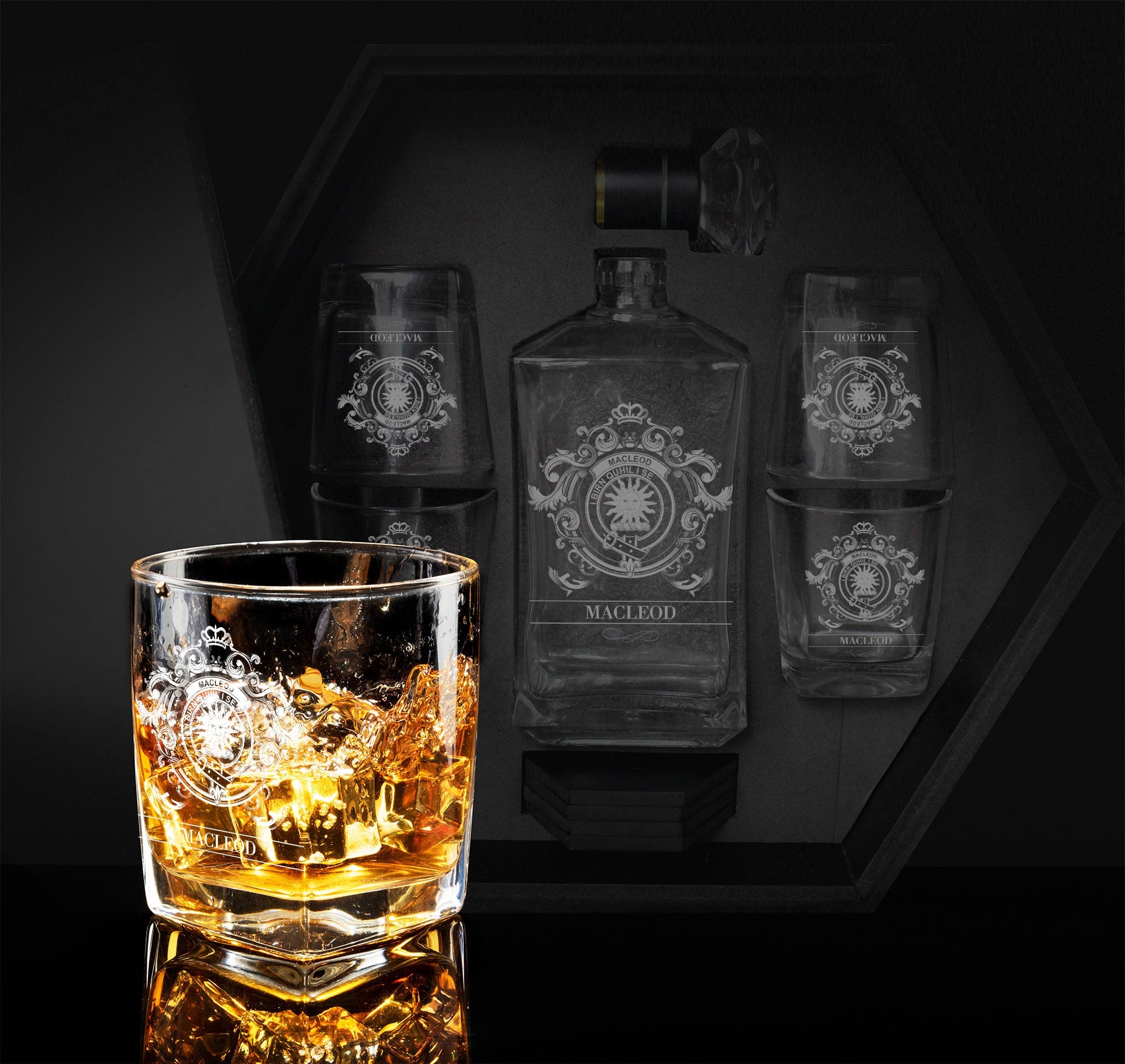 MacLeod Tartan Clan Decanter Set