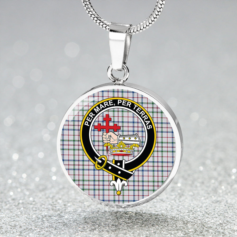 MacLeod, Wedding (Personal) (MacDougal Arisaid) Modern Tartan Crest Circle Necklace