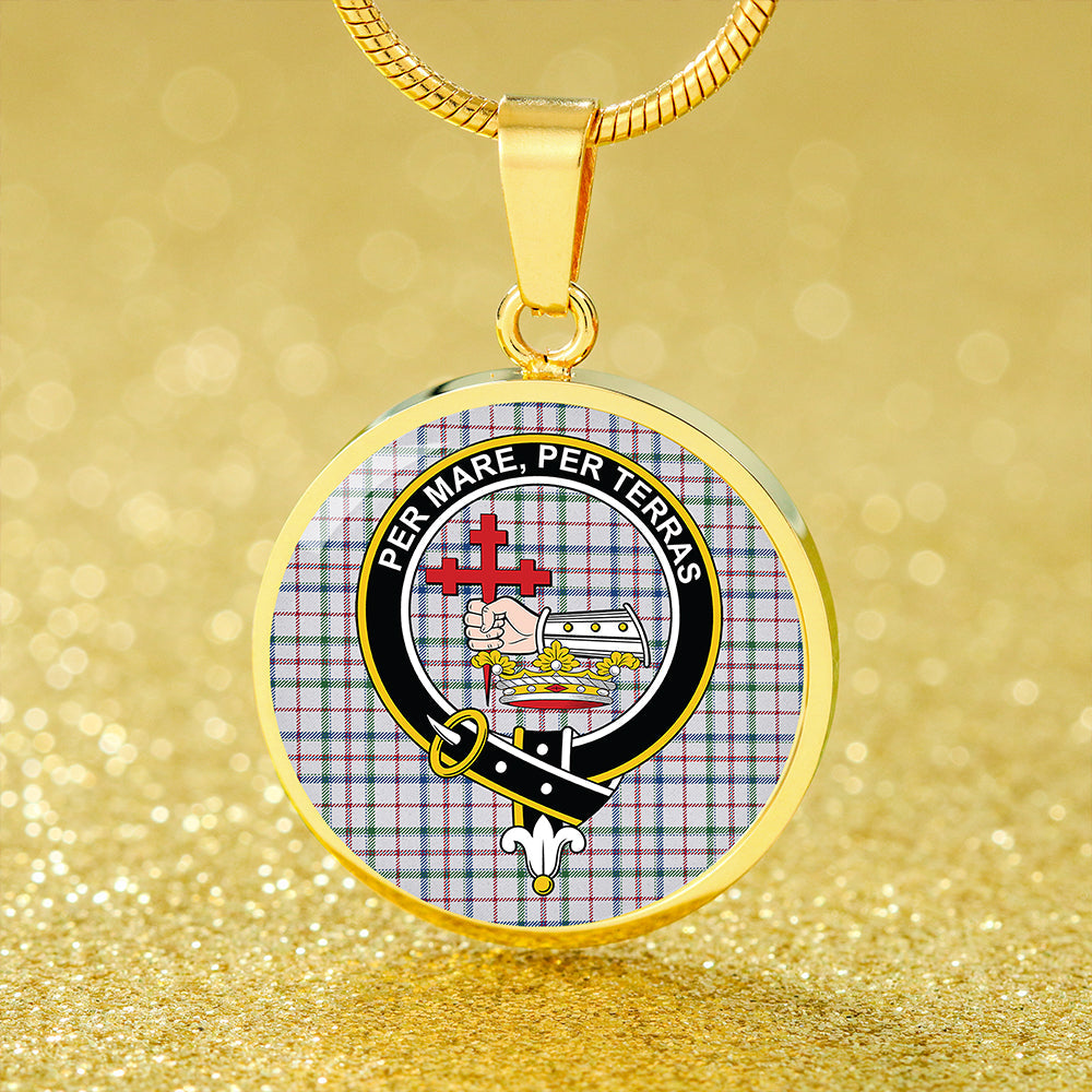 MacLeod, Wedding (Personal) (MacDougal Arisaid) Modern Tartan Crest Circle Necklace
