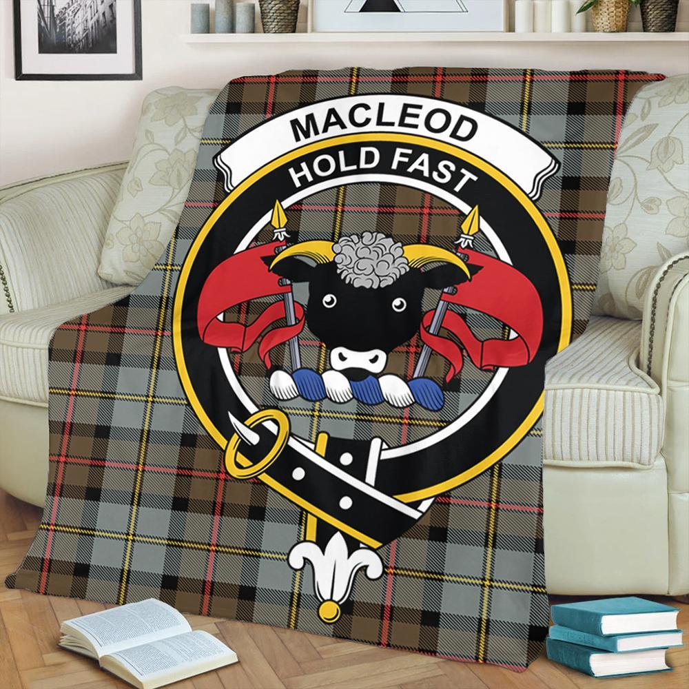 MacLeod of Harris Weathered Tartan Crest Premium Blanket