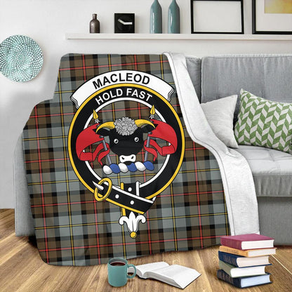 MacLeod of Harris Weathered Tartan Crest Premium Blanket