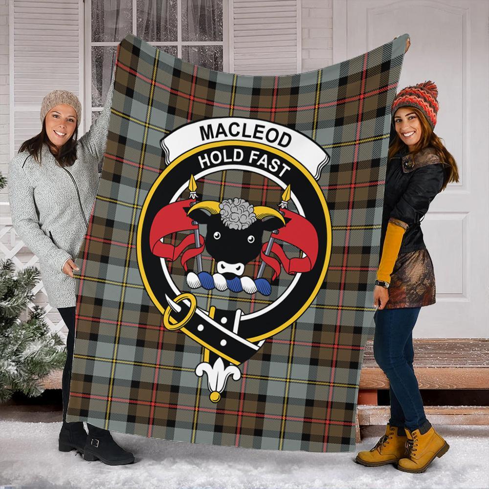 MacLeod of Harris Weathered Tartan Crest Premium Blanket