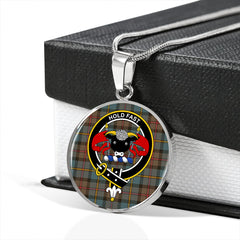 MacLeod of Harris (MacLeod Hunting) Weathered Tartan Crest Circle Necklace