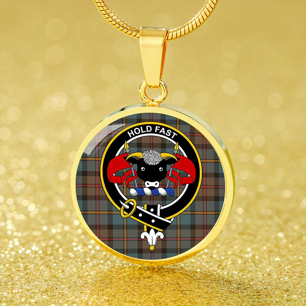 MacLeod of Harris (MacLeod Hunting) Weathered Tartan Crest Circle Necklace