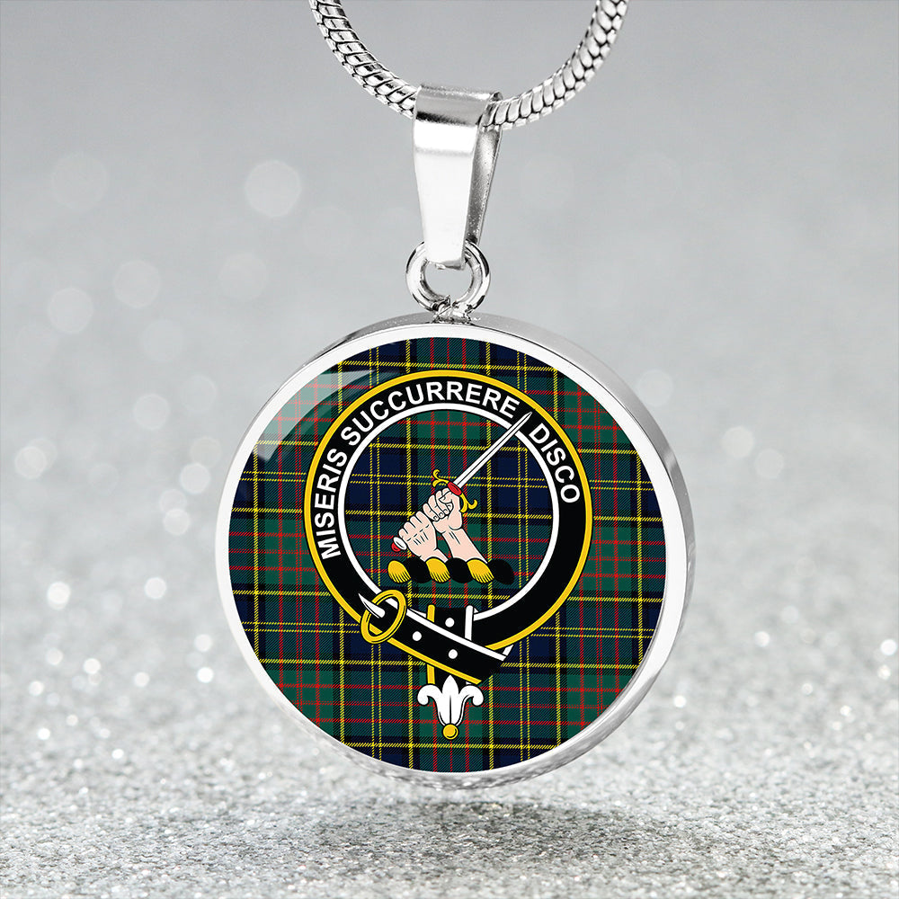 MacMillan Hunting Modern Tartan Crest Circle Necklace