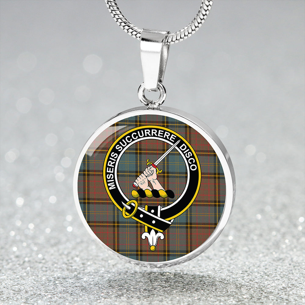 MacMillan Hunting Weathered Tartan Crest Circle Necklace