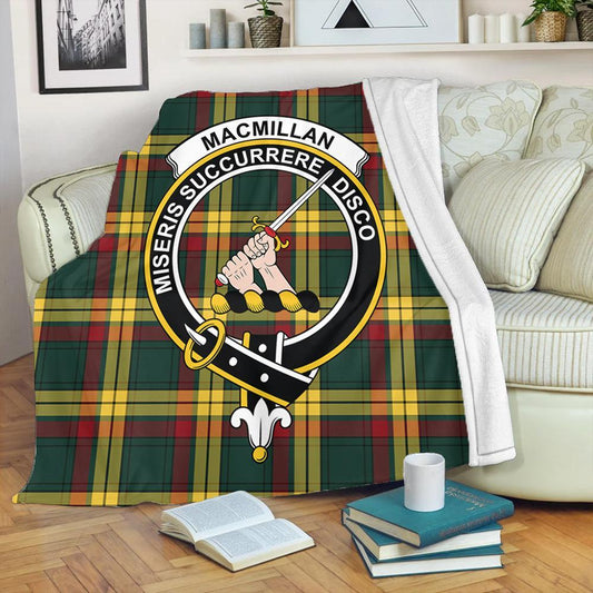 MacMillan Old Modern Tartan Crest Premium Blanket