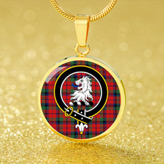 MacNaughton Modern Tartan Crest Circle Necklace