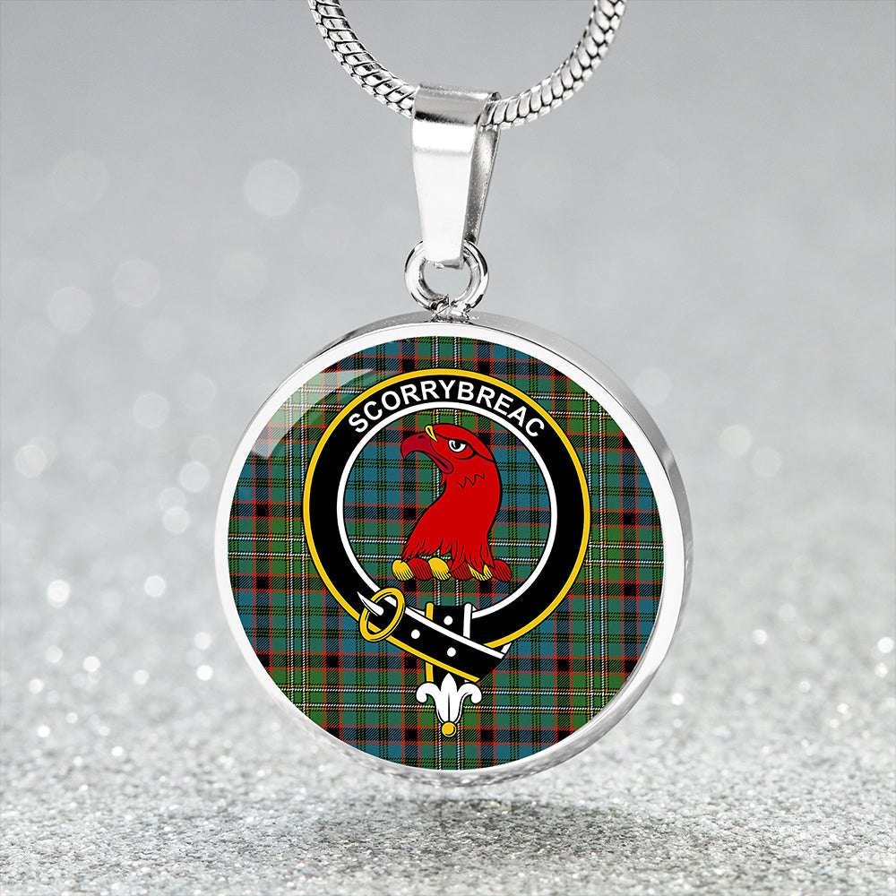 MacNicol Hunting Ancient Tartan Crest Circle Necklace