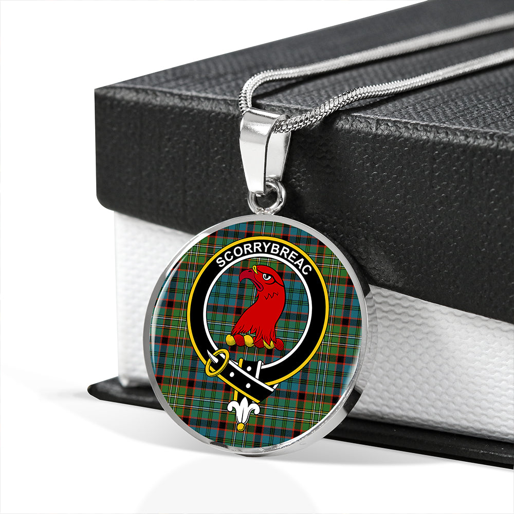 MacNicol Hunting Ancient Tartan Crest Circle Necklace